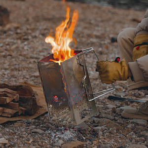 <span class=keywords><strong>Charbon</strong></span> de bois portable <span class=keywords><strong>pour</strong></span> <span class=keywords><strong>barbecue</strong></span>, camping, randonnée, avec logo personnalisable. Dispositif <span class=keywords><strong>d</strong></span>'<span class=keywords><strong>allumage</strong></span> en métal pliable - Product Image 4