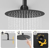 Ensemble de robinetterie de salle de bain mural noir mat en laiton, avec pommeau de douche pluie et douchette à main, haute pression, monocommande