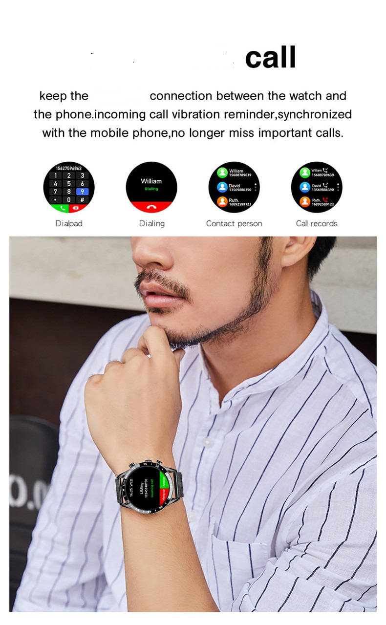 LIGE – montre de fréquence cardiaque pour hommes, bracelet en maille, entièrement tactile, étanche, sport, Fitness, de luxe, pour IOS et Android, 0189