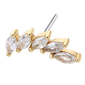 Piercing Stories 14K Oro sólido Piercing para el cuerpo Joyería 5 Marquesa Threadless Pendientes Nariz Stud Helix Jewelry - Product Image 5