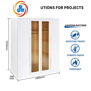 Wholesale Glass Door <b>Wardrobe</b> Design 4 Door Modern Metal Metallic Closet <b>Wardrobe</b> Steel <b>Wardrobes</b> for Clothes Lemari Pakaian - Product Image 2