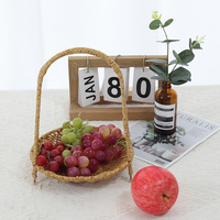 Panier à fruits en rotin PP lavable à 3 niveaux, fait main, plateau à collation en osier tressé pour restaurant et comptoir de cuisine - Vente en gros
