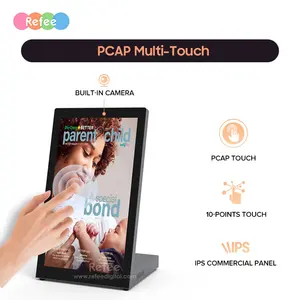 Refee Table de restaurant portable avec écran tactile LCD Affichage du menu publicitaire numérique avec caméra