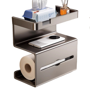 Wall-Mounted Punch-Free Toilet Paper <b>Box</b> <b>Roll</b> Paper Hanger Bathroom Towel Rack Household Sundries - Product Image 5