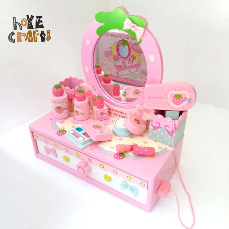 Популярный розовый ротационный комод, игрушка, милый зеркальный комод, игра для девочек, деревянный комод, игрушка