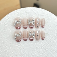 Faux ongles à presser personnalisables faits main, motif patte de chat 3D Kawaii, rose et noir, style gothique, forme cercueil, à coller