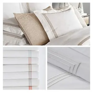 5 star luxury 4 Piece 100% Cotton Embroidered Single Double Queen King Hotel Indian Cotton Bed Sheets