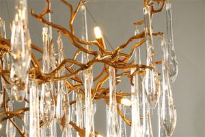 Oval uzun pirinç avize kolye işık sıcak satış pirinç kolye lamba bakır kristal kolye işık üflemeli cam avize - Product Image 5