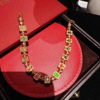 Bracelet de mode personnalisé avec breloque en tuile de mahjong porte-bonheur de qualité supérieure, perle dorée, style chinois, cadeau de festival pour femme