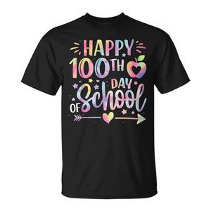 Happy 100th Day of School <b>Tie</b> Dye Rainbow 100 Days T-Shirt Promotional T-Shirt - Product Image 1