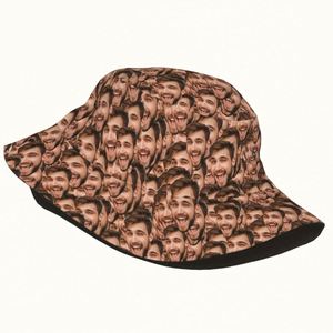 Custom Photo Printed Fisherman Bucket Hat Funny Street Style Polyester Cap for Men Women for Beach Travel Cartoon <b>Leaf</b> Pattern - Product Image 3