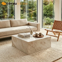 Table basse en onyx translucide avec éclairage LED dimmable, meuble de salon en marbre, table centrale moderne de luxe, table carrée en jade