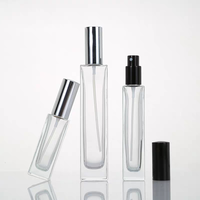 Flacon de parfum en verre carré de 10 ml et 5 ml, atomiseur, bouchon en aluminium, emballage cosmétique, flacon de parfum vide transparent, flacon de parfum givré, vaporisateur fin