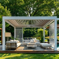 Pergola bioclimatique motorisée en aluminium avec toit à lames orientables, imperméable, pour terrasse extérieure