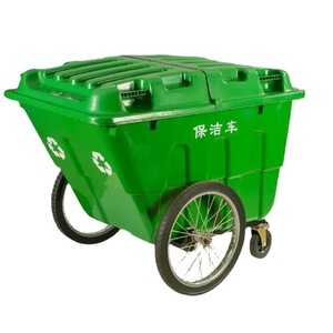 Cleaning Cart 400L 550L Large Plastic Municipal Street Handcart With 4 Wheels Gray Green Blue Color - Product Image 5