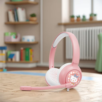 Earphone Qualcomm Terbaru untuk Anak, Pelindung Pendengaran Berkabel Over-Ear ENC IPX-3 Tahan Air dengan Bantalan Telinga Lembut Binaural untuk Anak-Anak