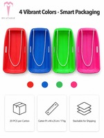 Luge Classique pour Enfants en Plastique Légère Écologique Certifiée CE 4 Couleurs Poignées Corde de Tirage 120kg Robuste en PEHD Hiver