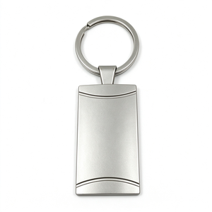 Porte-clés rectangulaire en métal vierge, gravure laser personnalisée, cadeau promotionnel en gros - Product Image 1