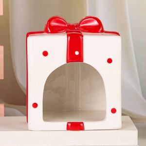 Boîte cadeau carrée à pois rouges, nid en céramique pour <span class=keywords><strong>hamster</strong></span>, nid en céramique rafraîchissant pour l'été - Product Image 6