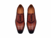 Chaussures habillées à lacets pour hommes, style brogue à bout pointu, en cuir véritable patiné, semelle extérieure en caoutchouc, antidérapantes, pour le bureau et la carrière, vente en gros