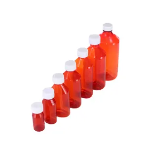 2 oz 50 ml amber SCREW CAP PET bottle for medical use liquid bottle oval liquid bottle
