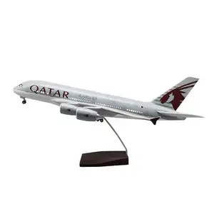 Airbus A380 Qatar Airways voice controlled LED light simulation civil aircraft model aircraft model gift
