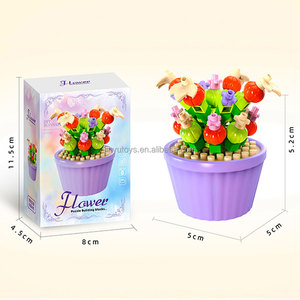 Nouvel ensemble de blocs de construction en plastique, briques de dessin animé, plantes et <span class=keywords><strong>fleurs</strong></span> en pot pour le plaisir des enfants - Product Image 2