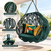Fauteuil suspendu en rotin PE tissé à la main en forme de feuille avec coussin épais, fauteuil suspendu intérieur/extérieur