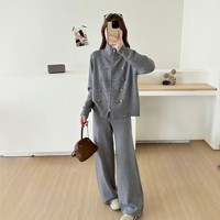 Ensemble deux pièces en tricot élégant et haut de gamme pour femme, nouvelle collection automne-hiver, tenue décontractée chic et unique, style transfrontalier