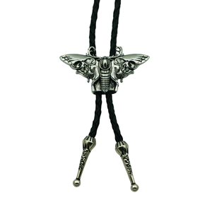 Collar con Colgante de Mariposa y Polilla de la Muerte, Estilo Vikingo Retro, Chapado en Plata, Aleación, Cuero Negro, Accesorios de Cadena de Cuerda - Product Image 1