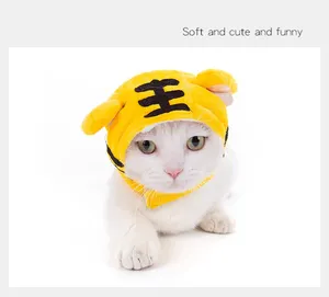 Wholesale Christmas Cartoon Headdress Plush Dog Headgear Winter Remover Party Birthday Cat Hat Pet Halloween Costume For Cosplay