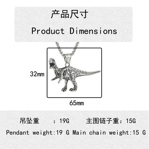 Yunnique – pendentif dinosaure en acier inoxydable, collier animalier, bijoux unisexes à la mode, 19010 - Product Image 2