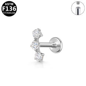 <span class=keywords><strong>Piercing</strong></span> Labret de <span class=keywords><strong>Titanio</strong></span> <span class=keywords><strong>Puro</strong></span> ASTM F136 con Rosca Interna, Estilo Diario Simple, con Incrustaciones de Zirconia, <span class=keywords><strong>Piercing</strong></span> Labret de <span class=keywords><strong>Titanio</strong></span> para Oreja - Product Image 6