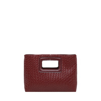 Pochette tressée texturée pour femme, sac à main de luxe en cuir PU tressé avec poignée ajourée, pochette de soirée