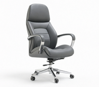 Chaise de bureau moderne ergonomique à dossier haut pour dirigeant, avec accoudoirs réglables, pivotante, confortable, en cuir PU, base en acier, pour manager