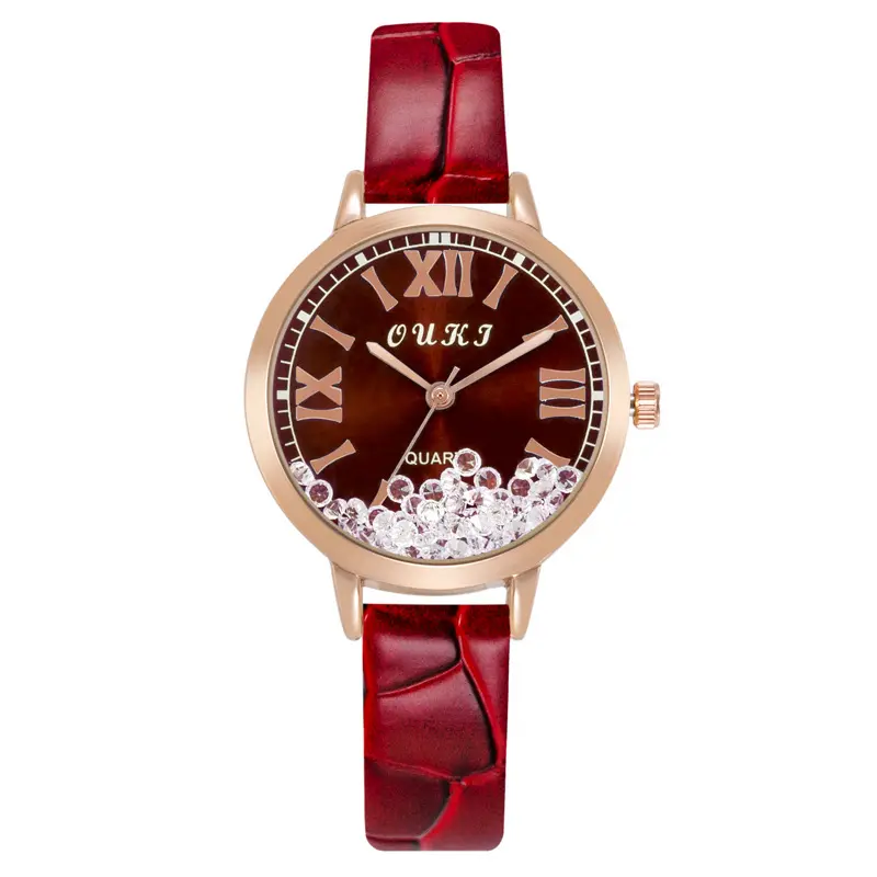 นาฬิกาของขวัญแฟชั่น2023 reloj mujer relogio feminino ลูกปัดเพชรนาฬิกาหนังหรูของผู้หญิง