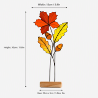 Décoration de table artisanale en verre teinté avec feuilles d'érable et de chêne, attrape-soleil d'automne pour fenêtre, décoration artisanale pour la maison pour Thanksgiving