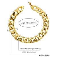 JABBRA24010001 Bracelet de mode hip-hop européen et américain en acier inoxydable or 12mm 14K vente à chaud de chaîne cubaine nouveau style