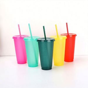 16 gobelets jetables en PP de 24 oz avec couvercle, pour jus, boissons, thé au lait à bulles personnalisé, gobelets en plastique - Product Image 1