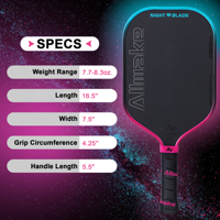 Allwake 2026 Nouvelle Raquette de Pickleball Professionnelle en Fibre de Carbone de Haute Qualité avec Rembourrage en Mousse Pro IV Pro Promotion, Épaisseur 16mm, Personnalisable