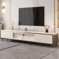 Meuble TV moderne de luxe avec table basse en bois et plateau en pierre pour appartement, salon, bureau à domicile, chambre
