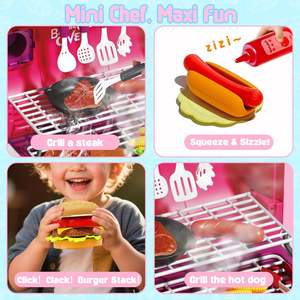 Juego de Cocina Interactivo EPT con Comida de Juguete, Mini Cocina Real para Niños con Luz, Música y Spray, Parrilla de Barbacoa, Juguetes de Cocina - Product Image 6