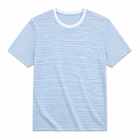 T-shirt personnalisé à rayures bretonnes pour homme, bleu et blanc, style nautique côtier, en coton, marque privée, OEM, ODM, fabricant de vêtements de villégiature