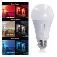 Ampoules LED RGB A60 E27 220-240V 9W, 4 températures de couleur sélectionnables, lumières de festival, 15000h, garantie 2 ans, pour la maison et les fêtes, Rouge+Blanc+Bleu+Recyclage