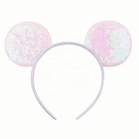 Serre-tête élastique pour bébé fille, taille unique, avec oreilles de princesse à nœuds et paillettes brillantes, accessoire de cheveux fantaisie pour fête d'anniversaire