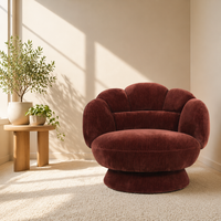 Fauteuil pivotant moderne en forme de fleur, fauteuil de luxe à dossier festonné pour salon, chambre et mobilier de maison moderne