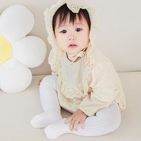 Chaussettes hautes en coton peigné pour bébés filles, leggings pour enfants, chaussettes longues à volants en dentelle pour nourrissons et tout-petits