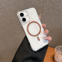 L'étui de téléphone de mode magnétique transparent simple haut de gamme pour iPhone16 15promax 14 étui de protection contre les chutes 13 12 11