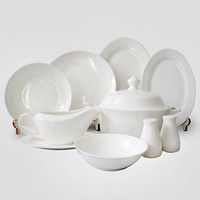 Service de vaisselle en porcelaine fine avec logo personnalisé, assiettes et plats ronds pour restaurant, mariage, hôtel