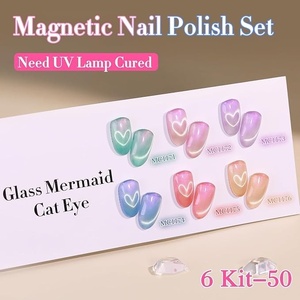 Cat Eye <b>Gel</b> Polish <b>Set</b> Shimmer Glitter with Magnet Holographic Reflective Magnetic UV <b>Nail</b> Art Kit - Product Image 5